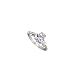 Solvar June Birthstone Claddagh Ring, Silver