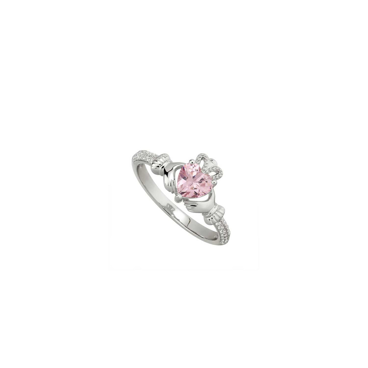 Solvar October Birthstone Claddagh Ring, Silver