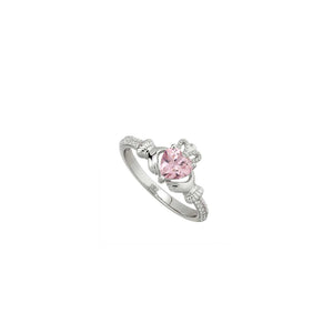 Solvar October Birthstone Claddagh Ring, Silver