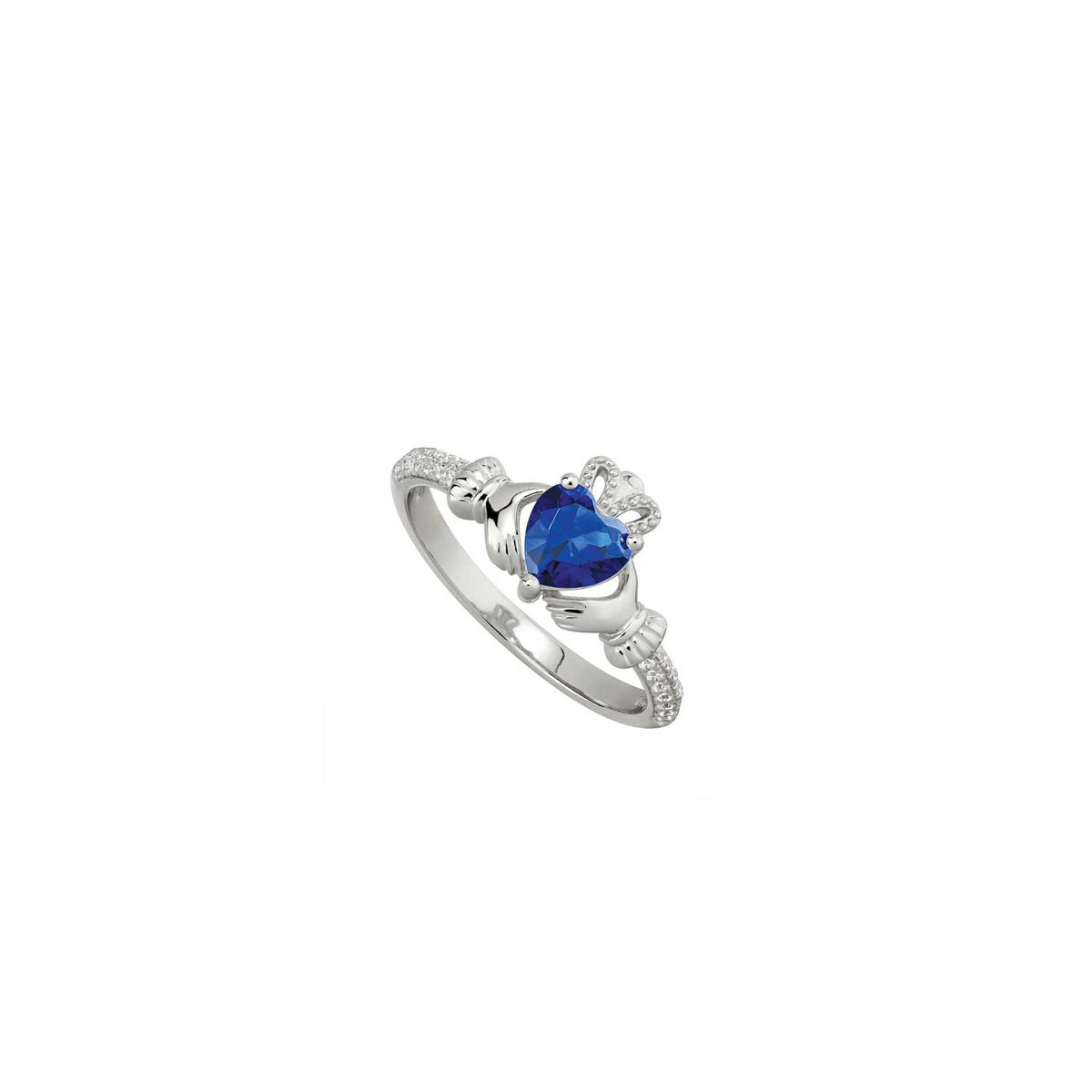 Solvar September Birthstone Claddagh Ring, Silver