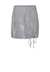 SOMETHINGNEW Kloe Tie Drawstring Mini Skirt, Silver