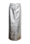 Somethingnew Aria Metallic Croc Maxi Skirt, Silver