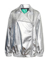 SOMETHINGNEW Aria Croc Oversized Jacket, Silver