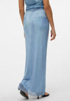 SOMETHINGNEW Denise Denim Print Mesh Maxi Skirt, Light Blue