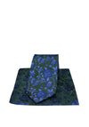 Soprano Gothic Floral Tie & Pocket Square, Dark Green & Navy
