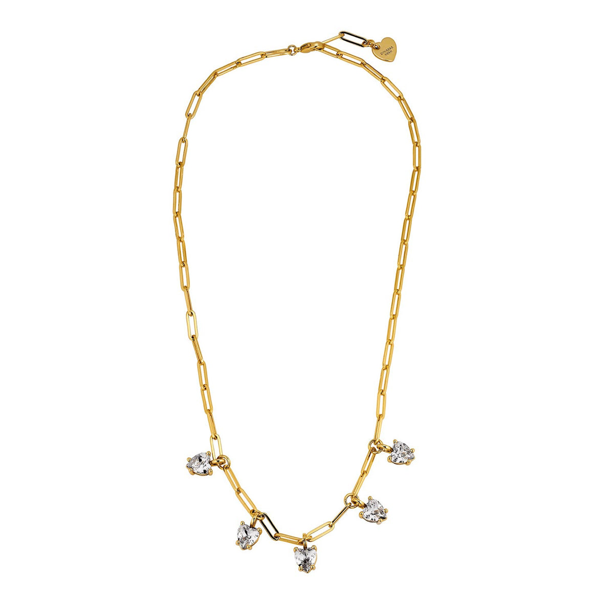 Dyrberg Kern Soul Heart Drop Link Necklace, Gold