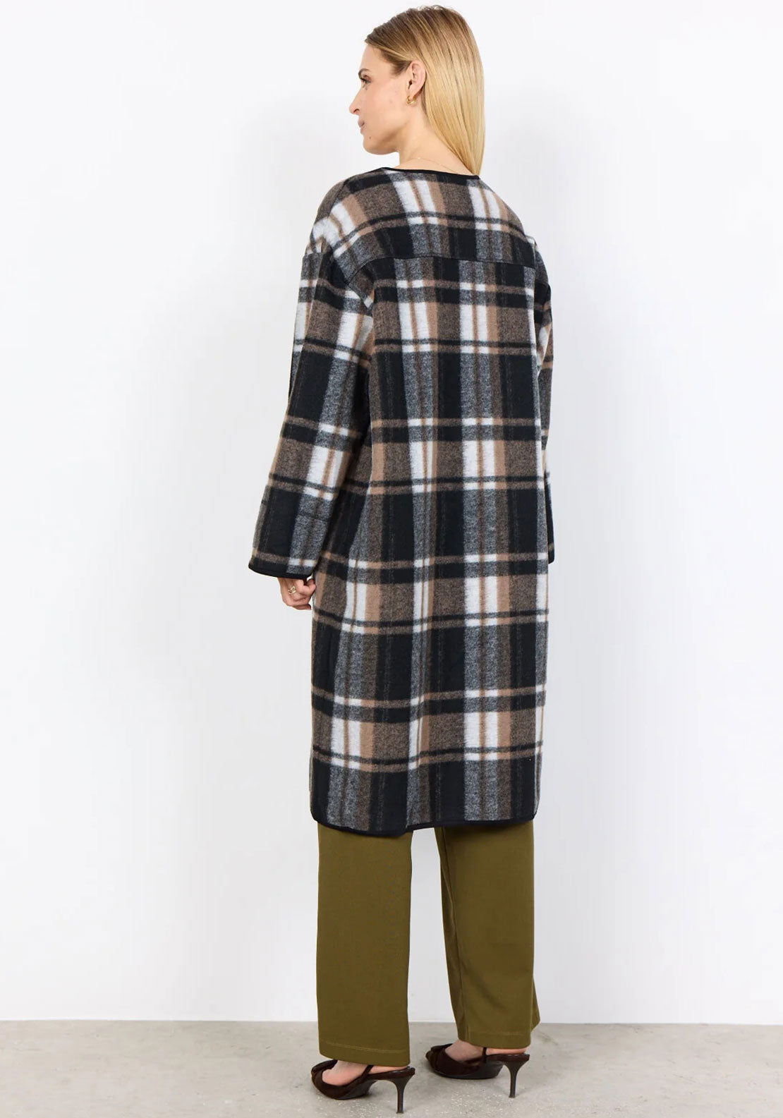 Soyaconcept Check Long Jacket, Black