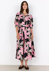 Soyaconcept Caralina V-Neck Floral Print Dress, Pink