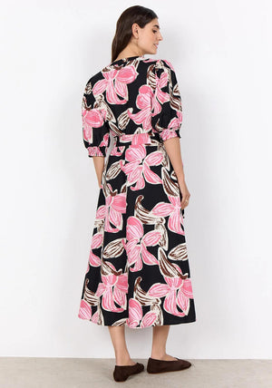 Soyaconcept Caralina V-Neck Floral Print Dress, Pink