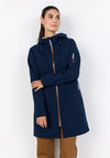 Soyaconcept Zip Up Front Long Coat, Navy