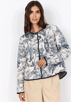 Soyaconcept Carli Floral Quilted Jacket, Navy and Cream