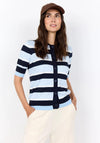 Soyaconcept Striped Button Up Cardigan, Blue Multi