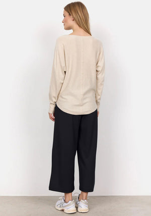 Soyaconcept Button Back Detail Knit Top, Beige