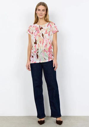 Soyaconcept Geometric Print T-Shirt, Pink Multi