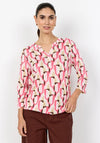 Soyaconcept Felicity Geometric Print V-Neck Blouse, Pink