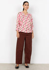 Soyaconcept Felicity Geometric Print V-Neck Blouse, Pink