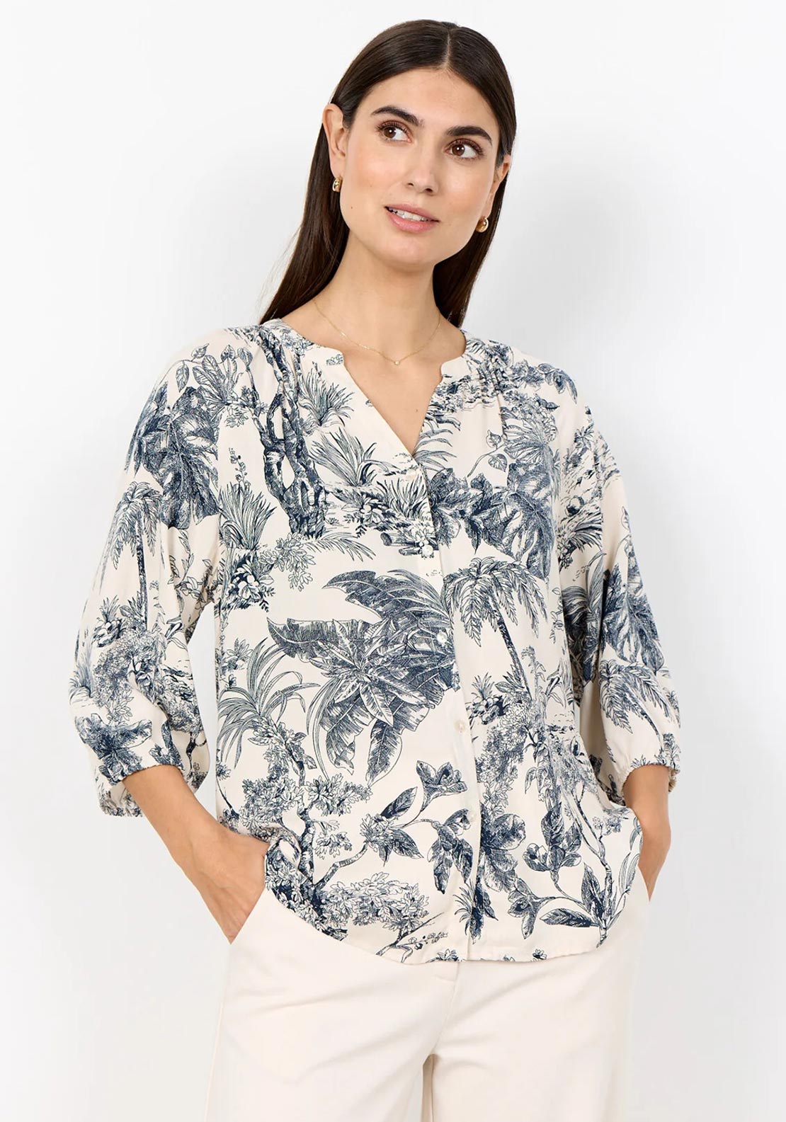 Soyaconcept Carli Floral Print Blouse, Cream