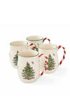 Spode Christmas Tree Set Of 4 Candy Cane Mugs