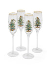 Spode Christmas Tree Set Of 4 Champagne Flute Glasses