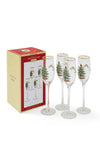 Spode Christmas Tree Set Of 4 Champagne Flute Glasses