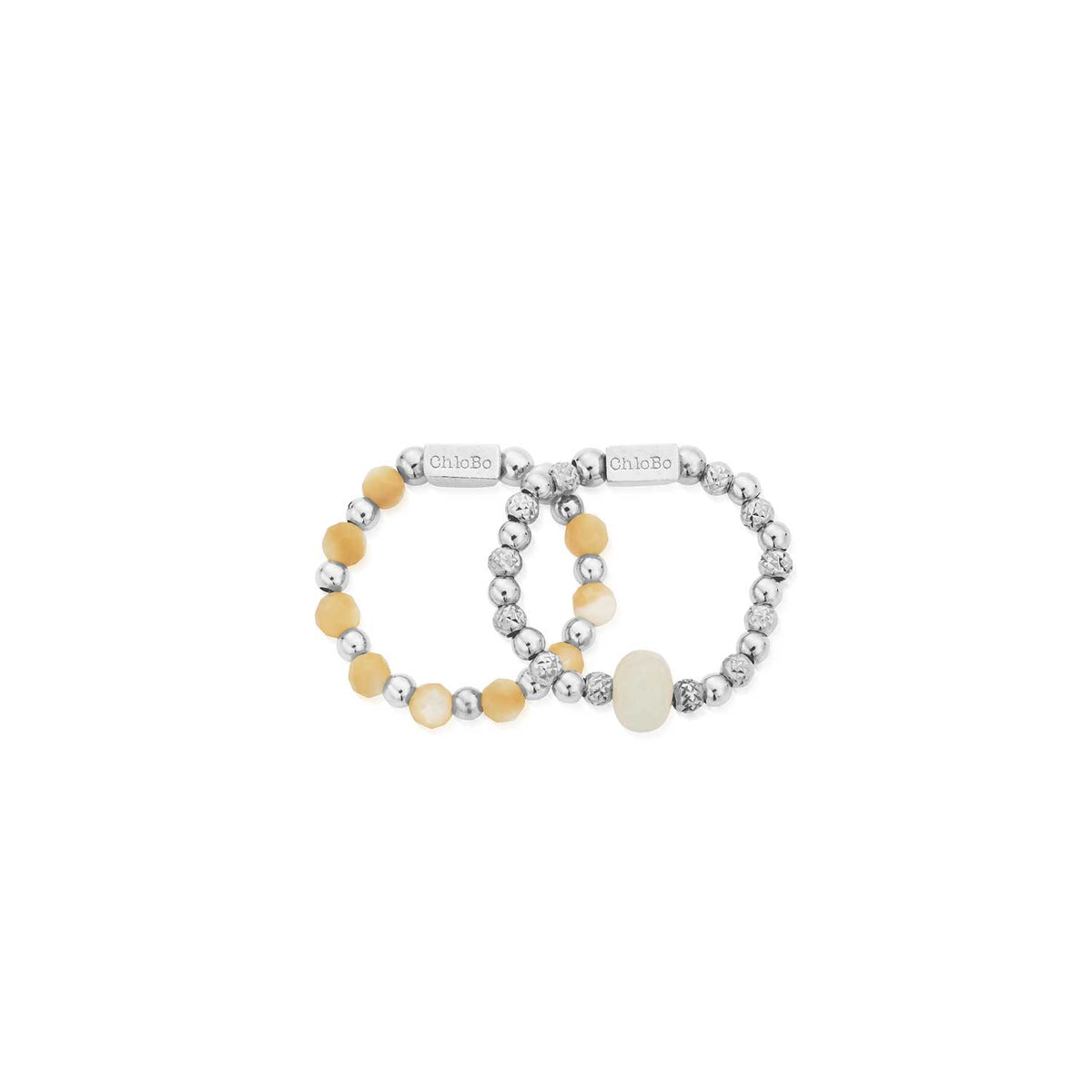ChloBo Peace and Balance Set of 2 Rings, Silver