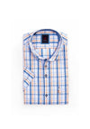 Andre Bremen Short Sleeve Check Shirt, Coral & Blue Multi
