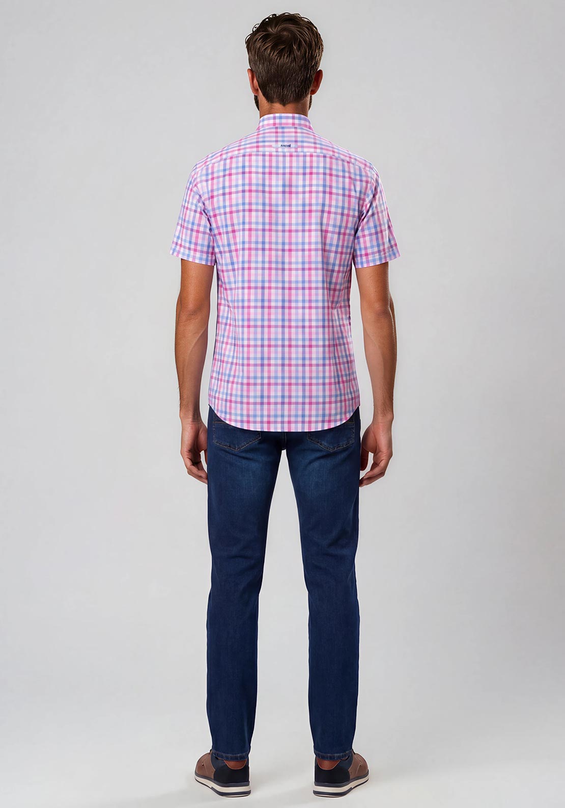 Andre Dee Check Short Sleeve Shirt, Pink & Blue Multi