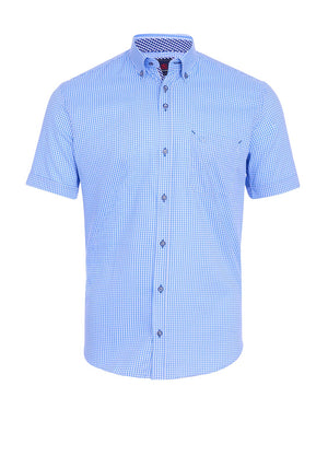 Andre Foyle Gingham Short Sleeve Shirt, Blue