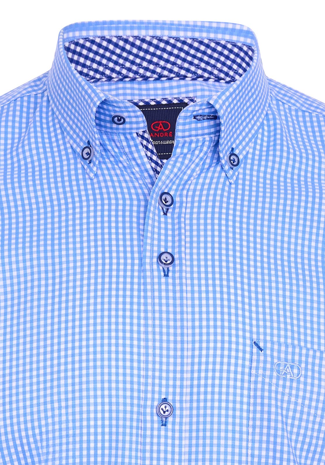 Andre Foyle Gingham Short Sleeve Shirt, Blue
