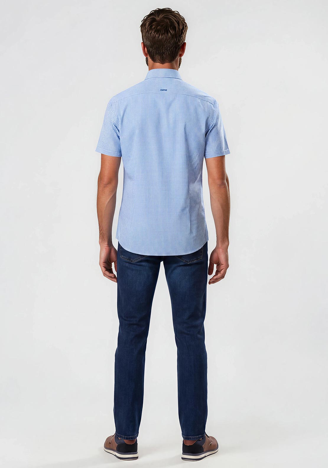 Andre Foyle Gingham Short Sleeve Shirt, Blue