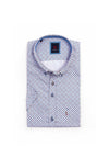 Andre Riga Geo Print Short Sleeve Shirt, Blue & Ecru