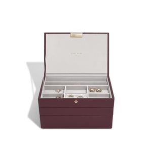 Stackers Medium Set of 3 Jewellery Box, Burgundy