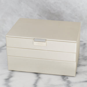 Stackers Medium Set of 3 Jewellery Box, Metallic Pearl