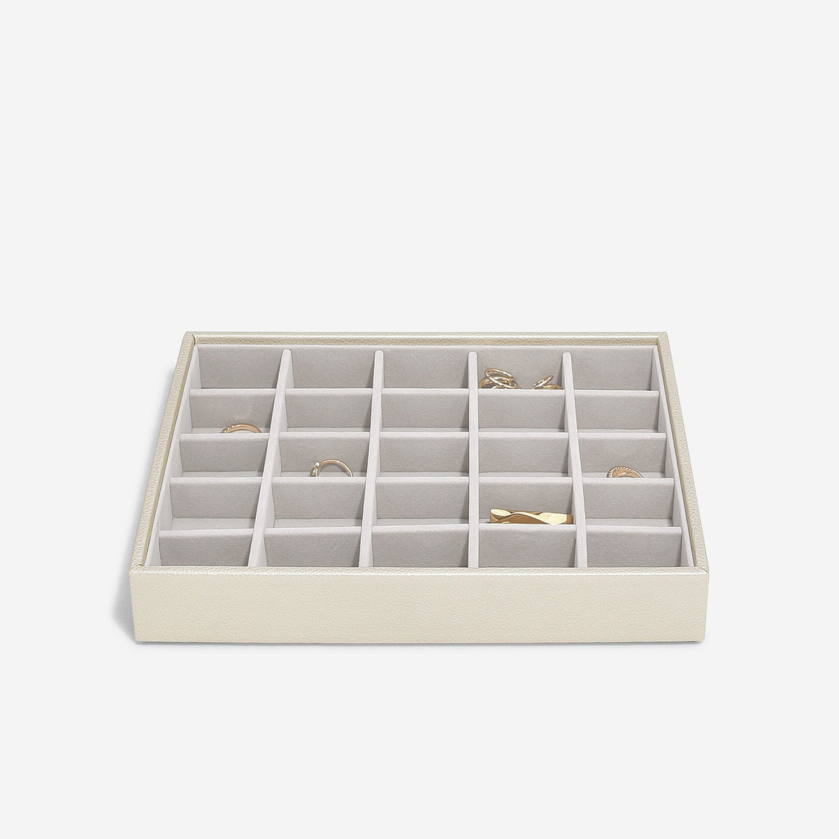 Stackers Medium Set of 3 Jewellery Box, Metallic Pearl