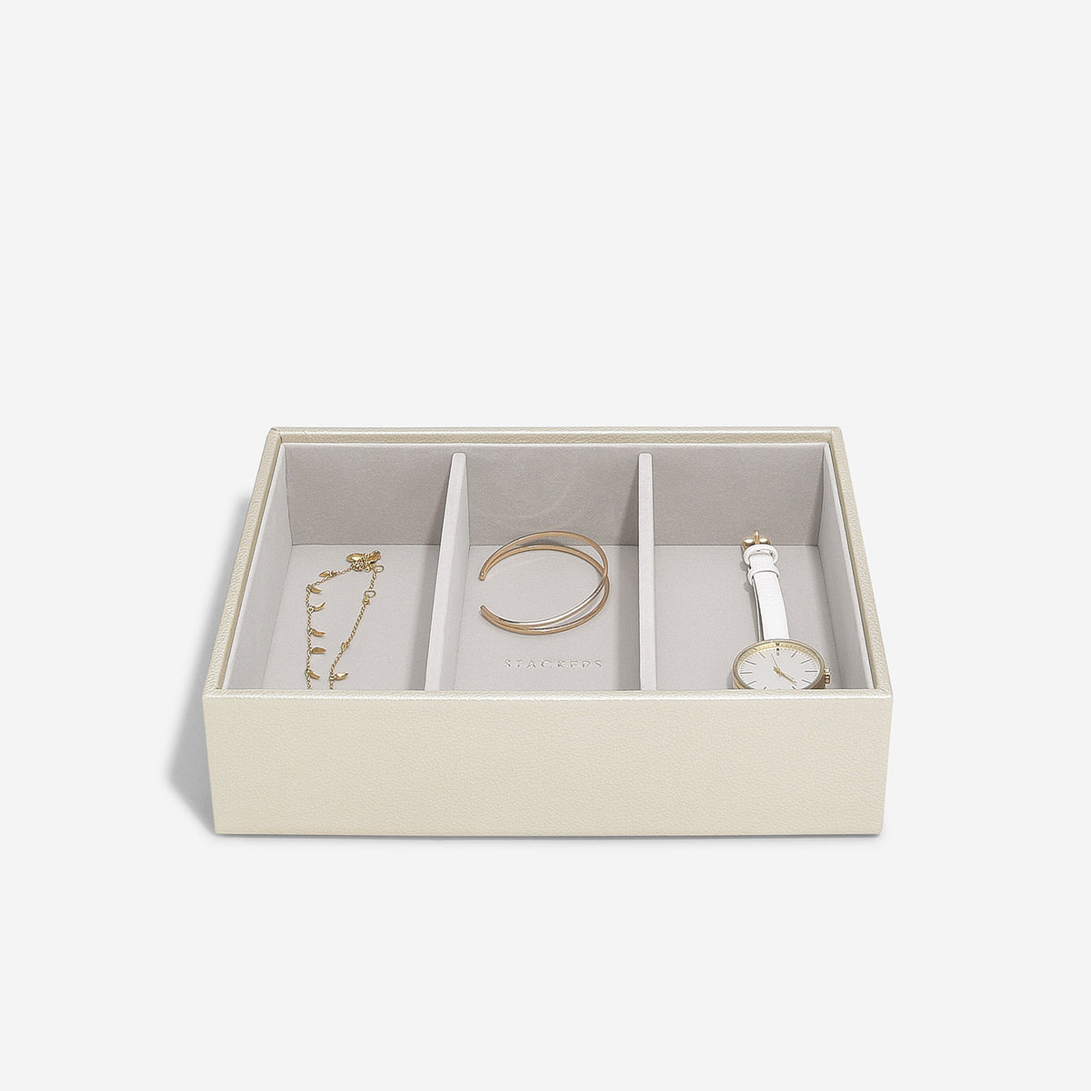 Stackers Medium Set of 3 Jewellery Box, Metallic Pearl