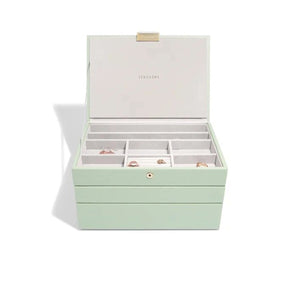 Stackers Medium Set of 3 Jewellery Box, Sage Green