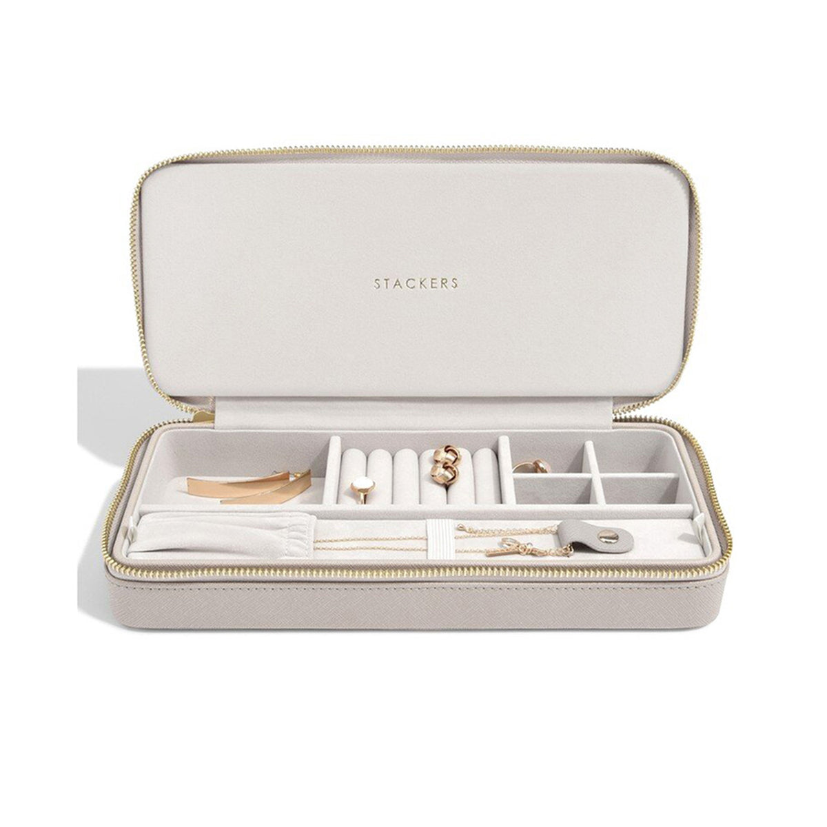 Stackers Zipped Travel Jewellery Box, Taupe McElhinneys