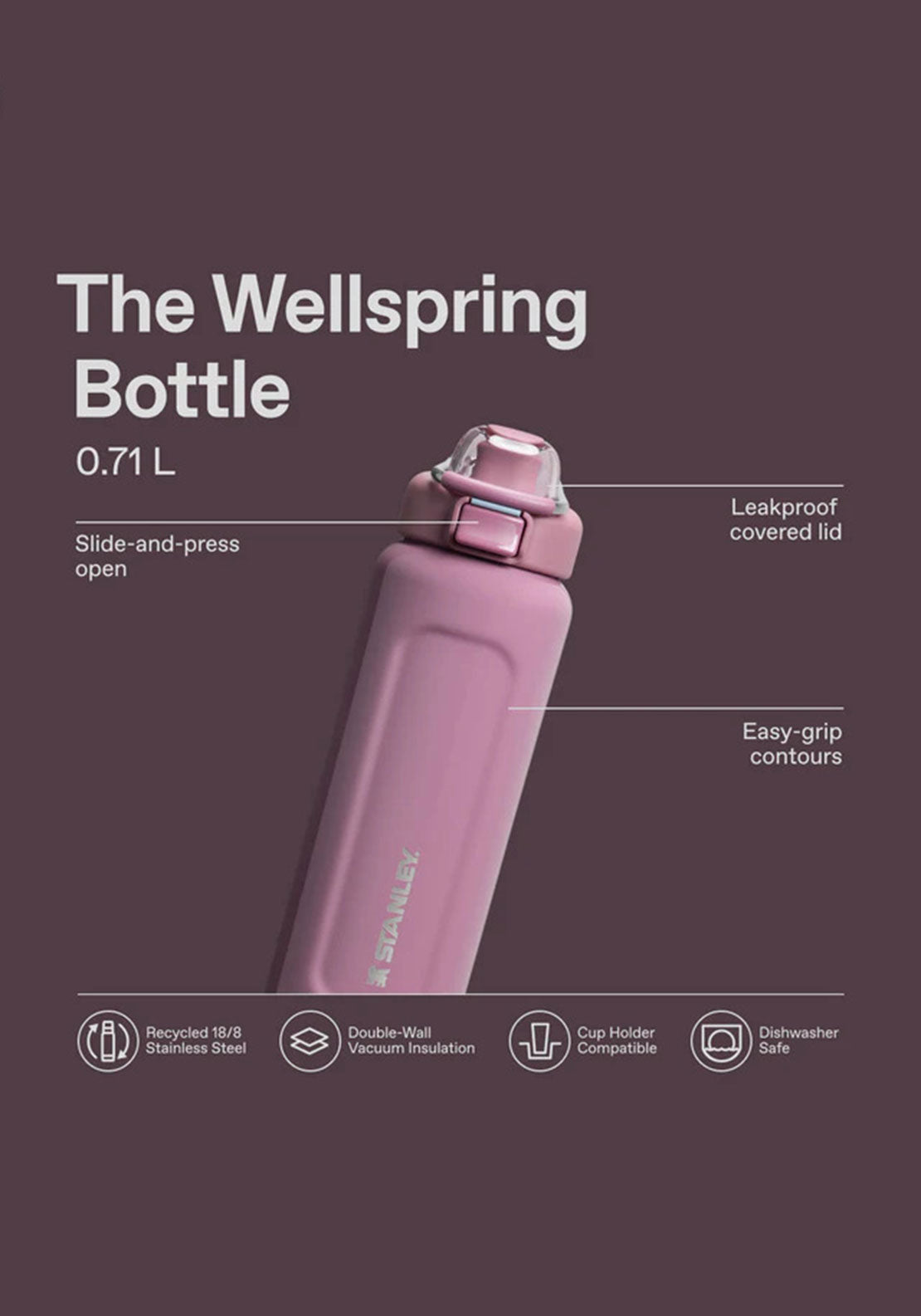 THE WELLSPRING BOTTLE 0.71L PURPLE SMOKE GLOSS