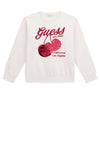 Guess Older Girl Long Sleeve Cherry Sweater, White