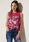 Street One Floral Print Top with Lace Detail, Berry Rose