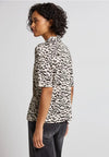 Street One Collared Short Sleeve Abstract Pattern Blouse, Beige