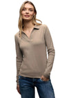 Street One Long Sleeve Polo Shirt, Taupe