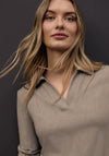 Street One Long Sleeve Polo Shirt, Taupe