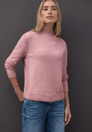 Street One High Neck Cosy Sweater, Pink