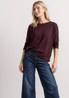 Street One Fine Knit Cropped Sleeve Jumper, Wine