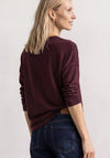 Street One Fine Knit Cropped Sleeve Jumper, Wine