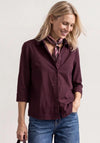 Street One Cord Collar Cropped Sleeve Shirt, Wine