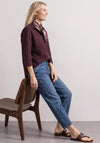 Street One Cord Collar Cropped Sleeve Shirt, Wine