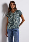 Street One Snake Print V Neck Top, Blue