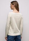 Street One Long Sleeve Basic Striped Top, Beige